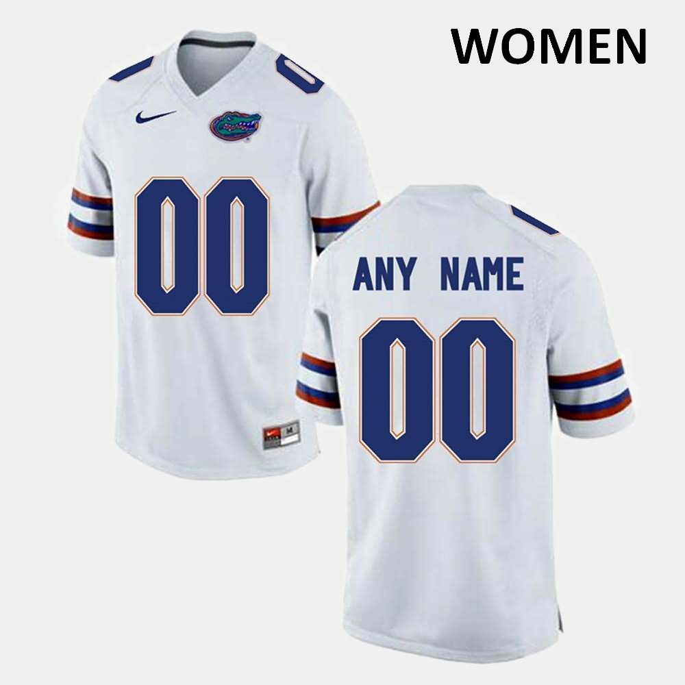 NCAA Florida Gators Customize Women's #00 Nike White Limited Stitched Authentic College Football Jersey JDQ1464WM